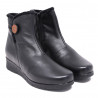 Botins plans Suite009 negres amb lleuger tascó, pèl i botó per a tancament de pell