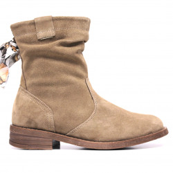 Botines planos Redlove hazel de piel con caña arrugada marrones - Querol online