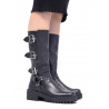 Botas estilo biker con tres hebillas laterales de piel