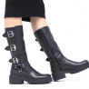 Botas estilo biker con tres hebillas laterales de piel