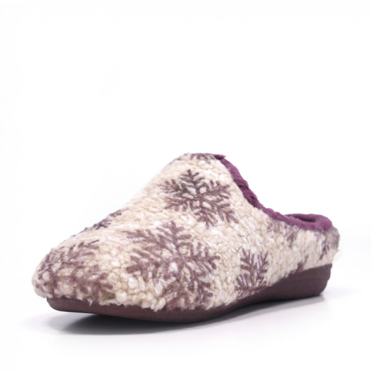 Zapatillas casa Laro abrigadas con borreguita y diseño de copos - Querol online