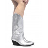 Botas planas Corina campera plateada con tacón cuadrado