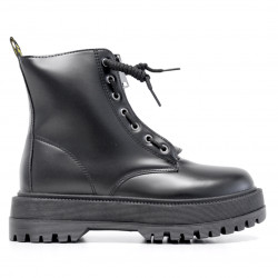 Botins plataforma negres amb cremallera frontal i cordons decoratius - Querol online