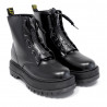 Botines plataforma negros con cremallera frontal y cordones decorativos