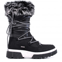 Botes planes negres amb cordons i pèl en la part superior - Querol online