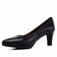 Zapatos tacón negros de piel con tacón alto fino - Querol online