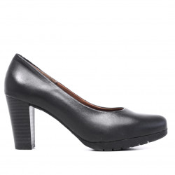 Sabates de taló negres de pell amb taló alt ample - Querol online