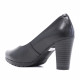 Zapatos tacón negros de piel con tacón alto ancho - Querol online
