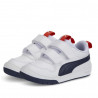 Sabatilles Puma multiflex blanques amb logo blau i detalls vermells