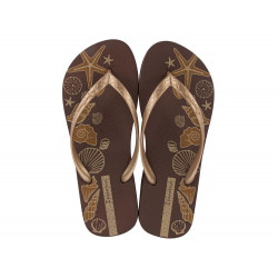 CHANCLAS DE MUJER IPANEMA CLASSICA HAPPY XI FEM BROWN/GOLD - Querol online