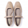 Bailarinas Corina Mary Jane de terciopelo beige de puta cuadrada