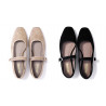Bailarinas Corina Mary Jane de terciopelo beige de puta cuadrada