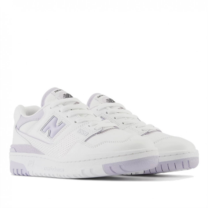 Zapatillas New Balance 550 blancas con violeta - Querol online