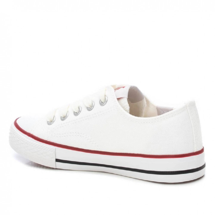 Zapatillas lona Xti blancas con cordones y ribete rojo - Querol online