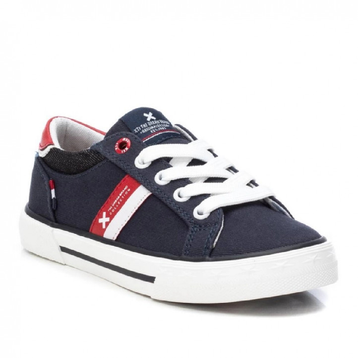 Zapatillas lona Xti azul marino con detalles blancos y rojos - Querol online