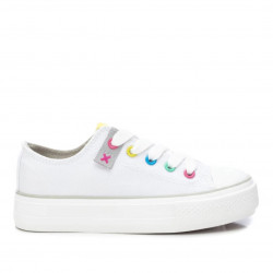 Sabatilles lona Xti blanques amb traus de colors - Querol online