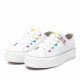 Zapatillas lona Xti blancas con ojales de colores - Querol online
