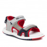 sandalias Xti grises con ribete rojo y triple velcro