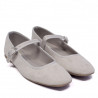 Bailarinas Mary Jane de terciopelo beige claro de punta cuadrada
