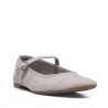 Bailarinas Mary Jane de terciopelo beige claro de punta cuadrada