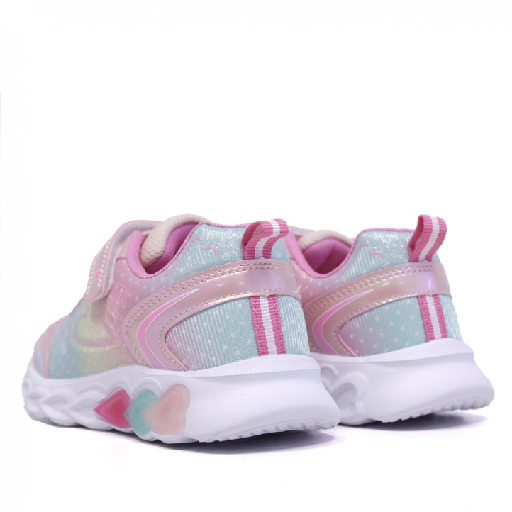 Zapatillas deporte QUETS! con diseño de corazones rosas y luces - Querol online