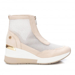 Zapatillas cuña Xti beige de rejilla y detalle dorado trasero - Querol online