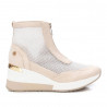 Zapatillas cuña Xti beige de rejilla y detalle dorado trasero
