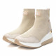 Zapatillas cuña Xti beige estilo calcetín con logo delantero - Querol online
