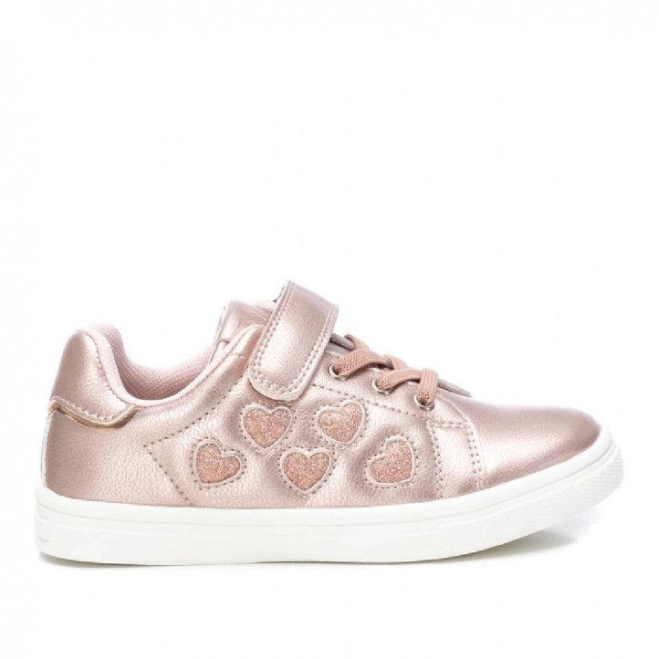 Zapatillas Xti rosas con corazones metalizados y cordones elásticos - Querol online