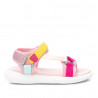 sandalias Xti rosas con detalles amarillos y azules y cierre con tres velcros