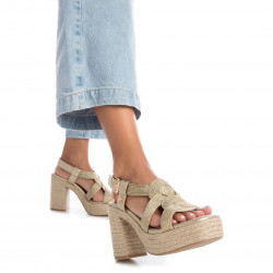 Sandàlies taló Xti daurades amb trenat en l'empenya - Querol online