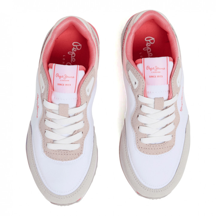 Zapatillas Pepe Jeans london seal blanco y rosa - Querol online