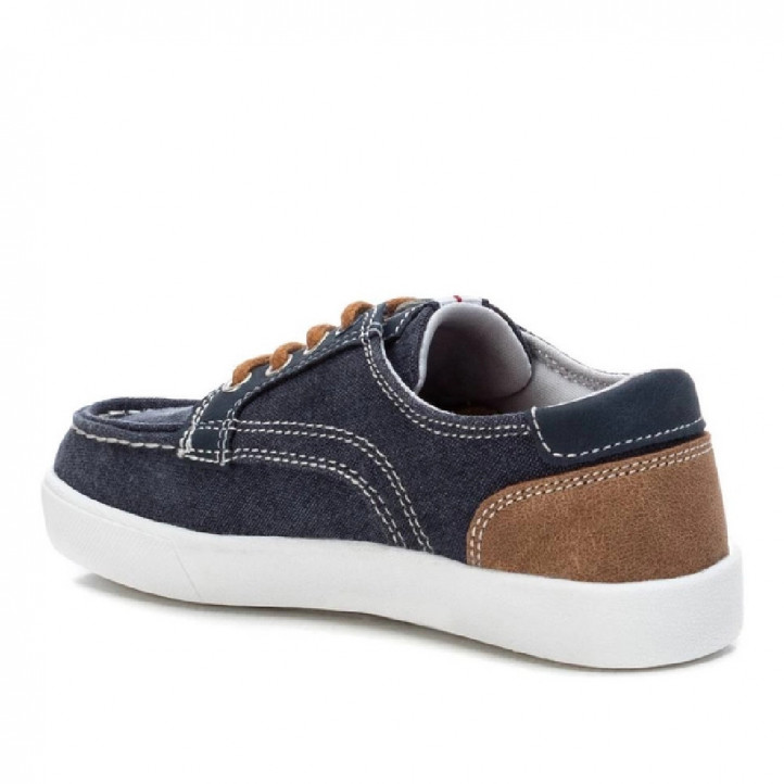 Zapatos Xti azules con detalles marrones y pespunte al contraste - Querol online