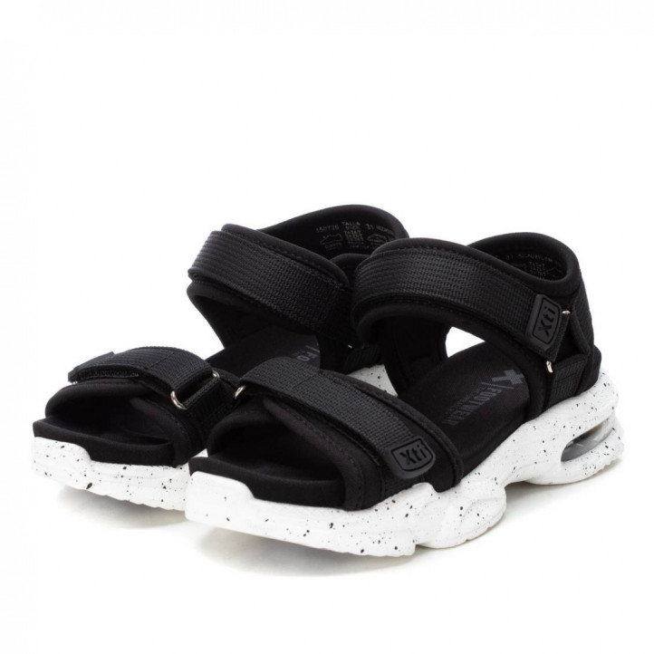 sandalias Xti negras con doble velcro y cámara de aire - Querol online