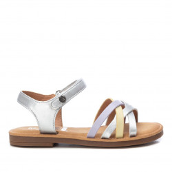 sandalias Xti plateadas con tiras cruzadas y cirre de velcro al tobillo - Querol online