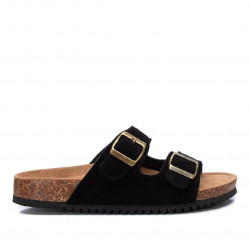 Sandalias planas Xti negras con doble hebilla dorada y estilo bios - Querol online