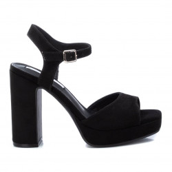 Sandalias tacón Xti negras con plataforma delantera y pulsera al tobillo - Querol online
