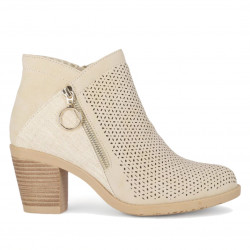 Botines tacón Chika 10 beige con detalle cremallera lateral - Querol online