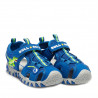 sandalias Bull Boys azules con dinosaurio verde