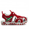 sandalias Bull Boys rojas con dinosaurio verde