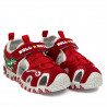 sandalias Bull Boys rojas con dinosaurio verde
