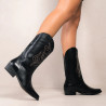 Botas planas Bryan negras con bordado jandra
