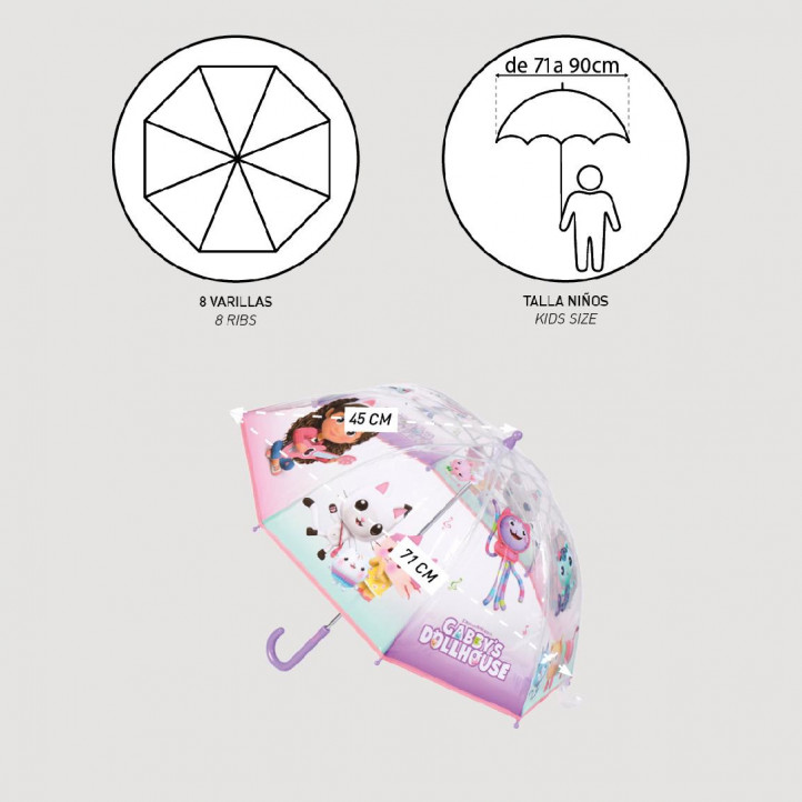 Paraigües Cerda transparent de gabby's dollhouse - Querol online