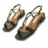 Sandalias planas Maria Mare casit negras con tira decorada con brillantes