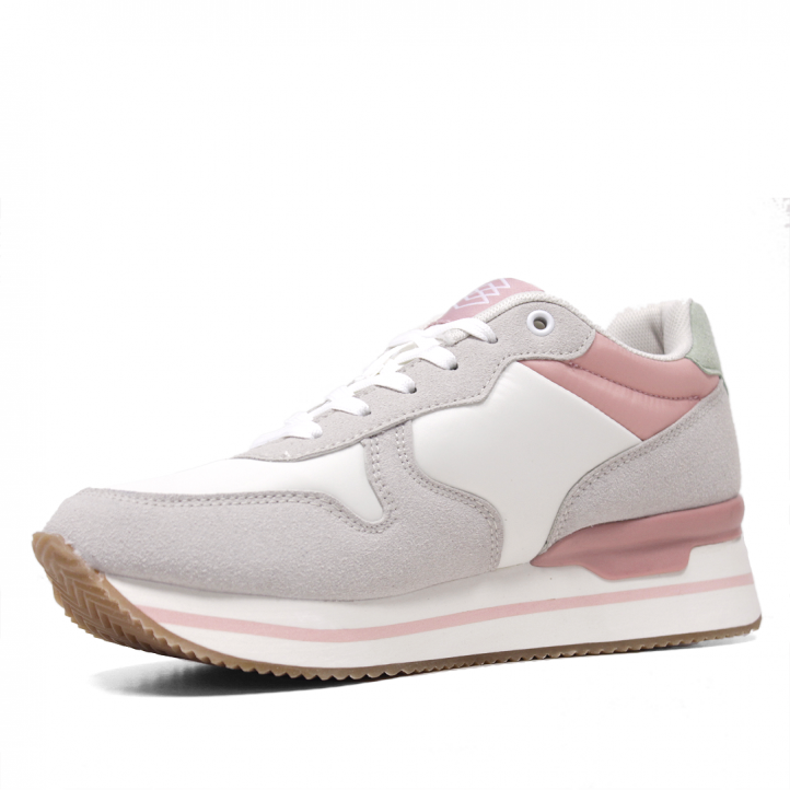 Zapatillas Owel melbourne grisáceas con detalles rosas - Querol online