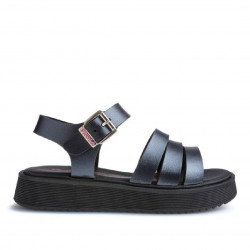 sandàlies Pablosky blava metalitzada amb tres tires devanteres - Querol online