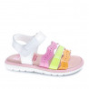 sandalias Pablosky blancas con tiras en rosa, lima y naranja