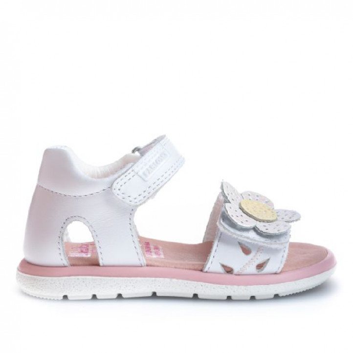 sandalias Pablosky con doble velcro y flor delantera en dos tonos - Querol online