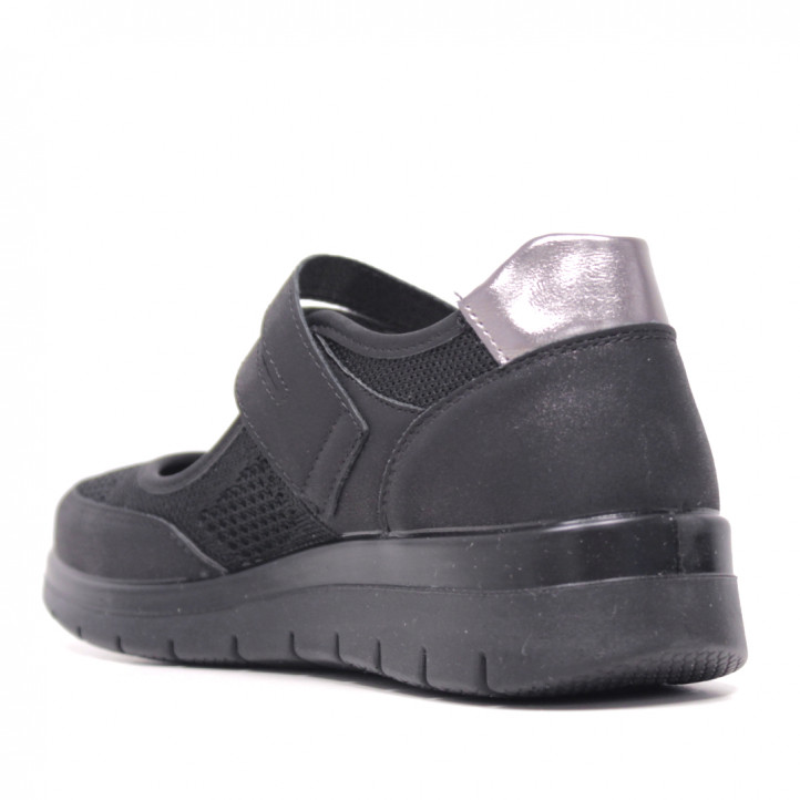 Zapatillas Amarpies negras con tira superior atado con velcro - Querol online
