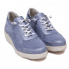 Zapatillas cuña Querol azules con cordones y tejido lateral